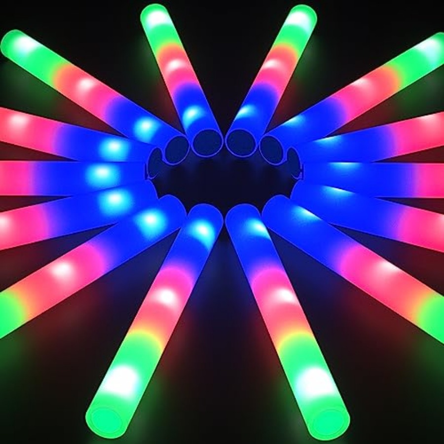 Flashing Led Foam Sticks Party - Confezione di bastoncini luminosi in schiuma,