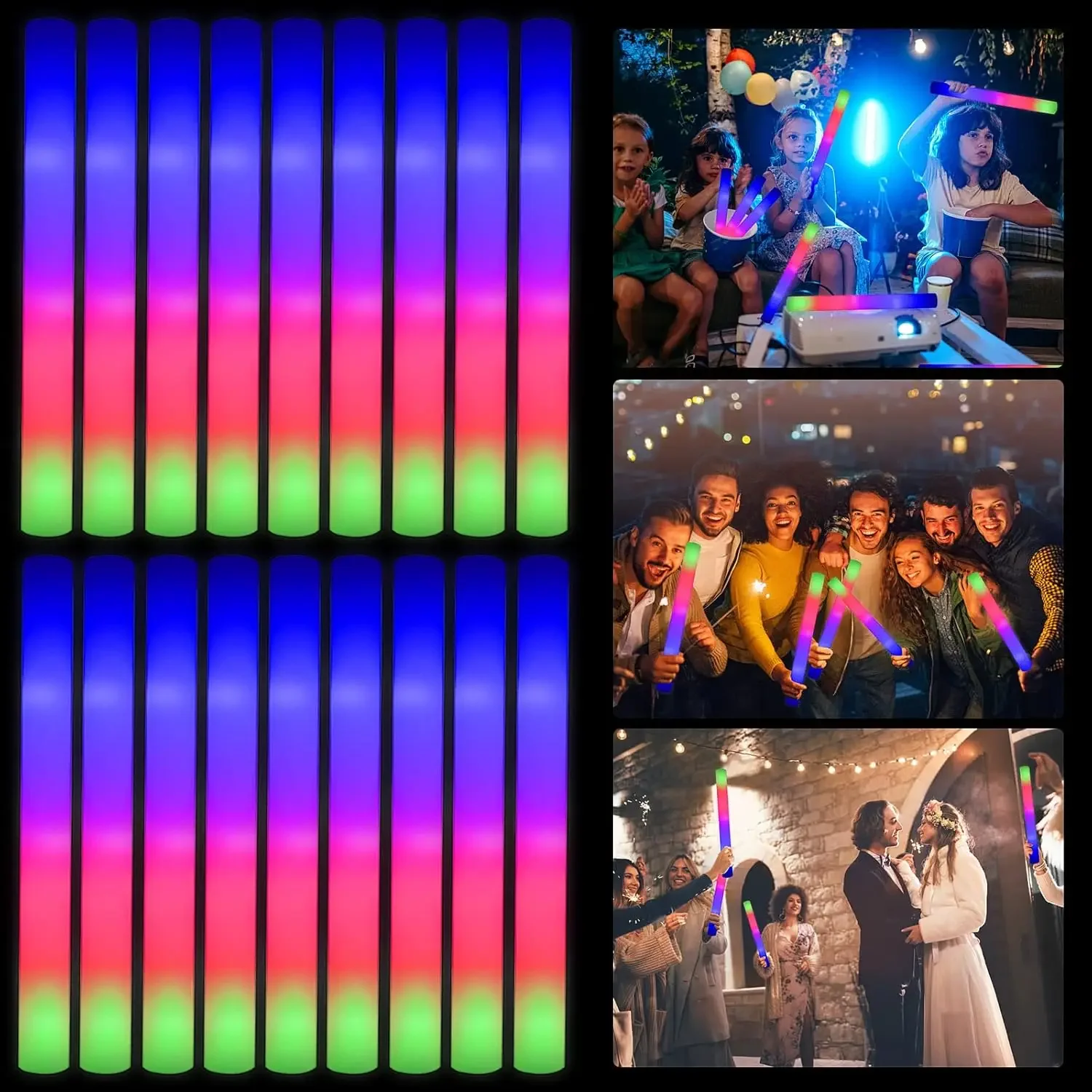 Flashing Led Foam Sticks Party - 2Z-50PCS Bastoncini Luminosi a LED in