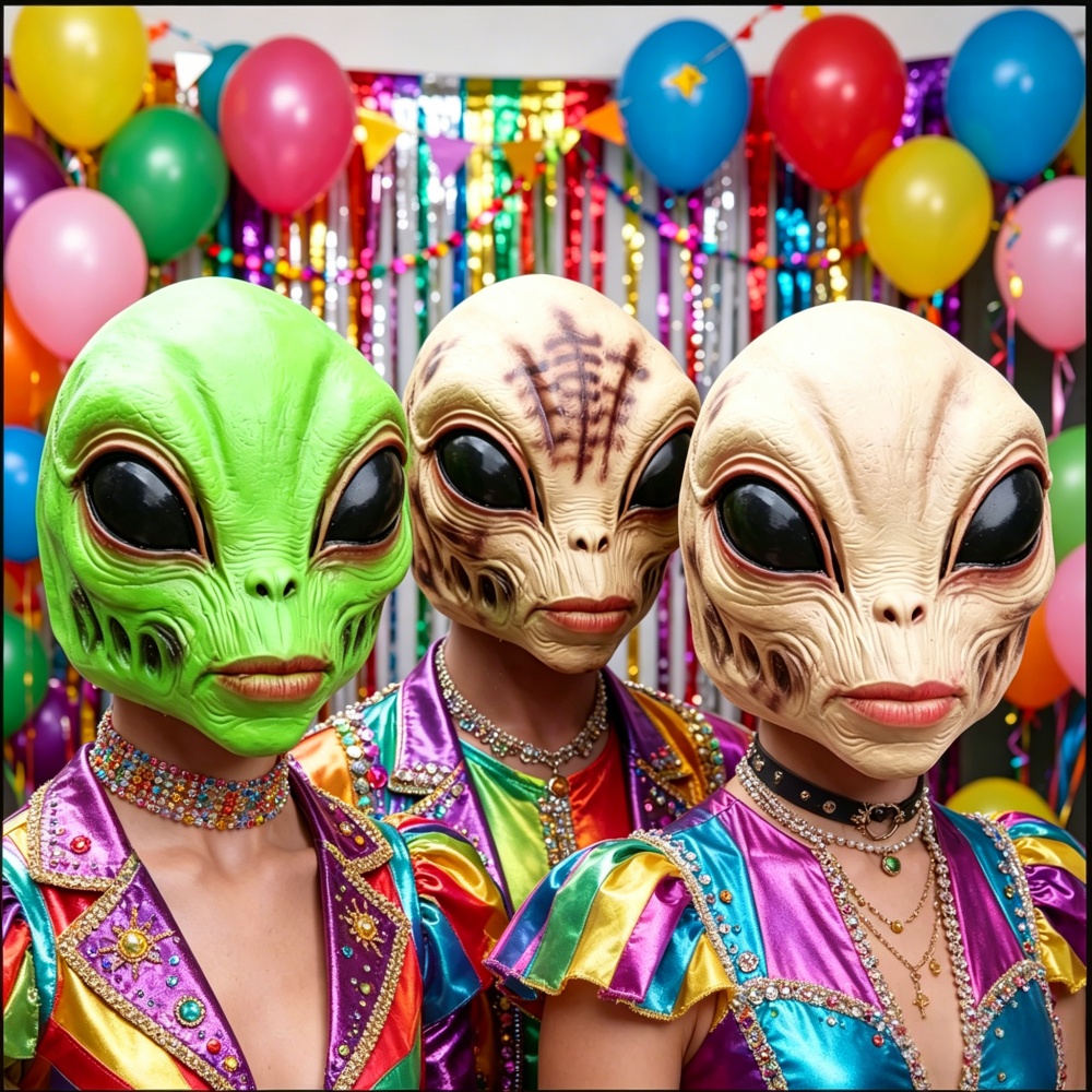 Latex Alien Mask Realistic - Maschera Aliena di Halloween, Costume per