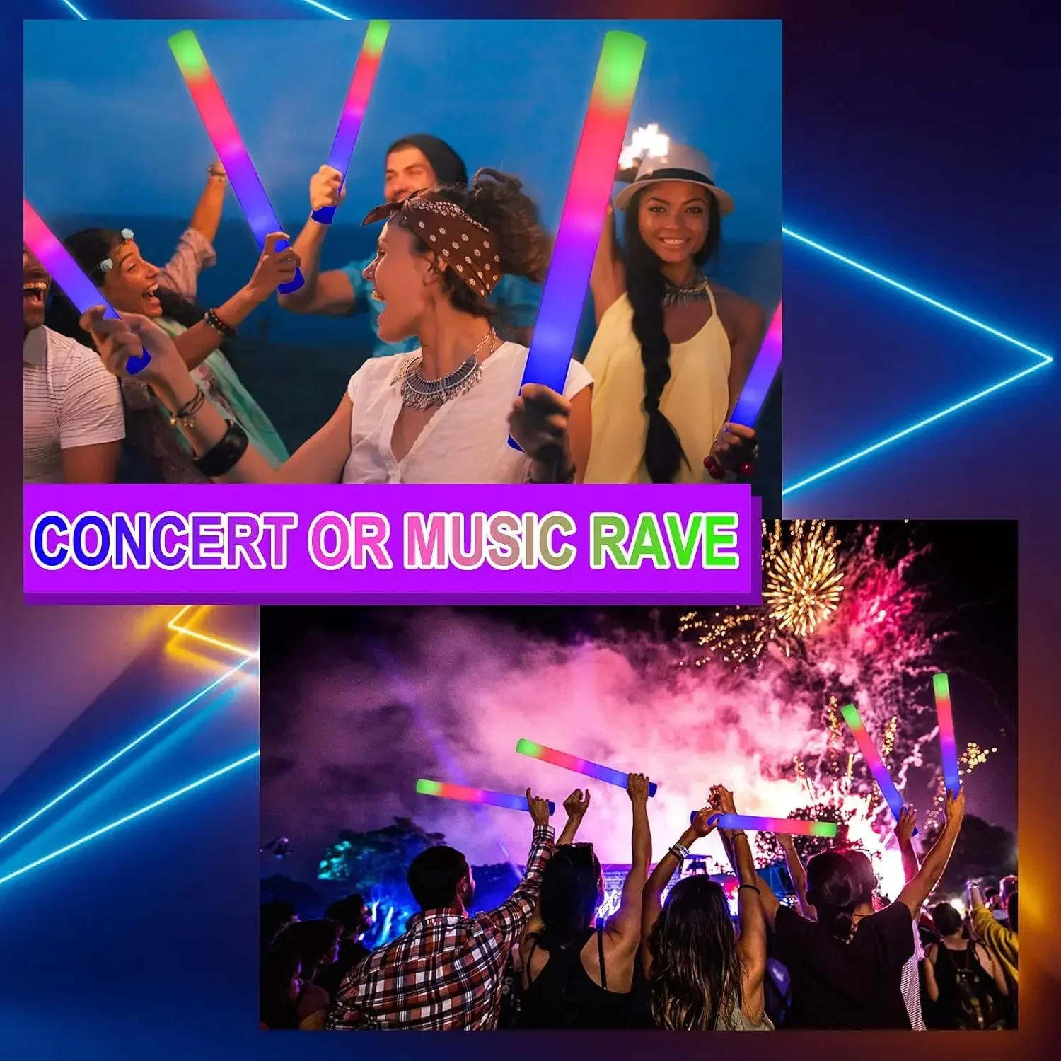 50 Pezzi di Bastoncini Luminos - Flashing Led Foam Sticks Party recensione e prezzo